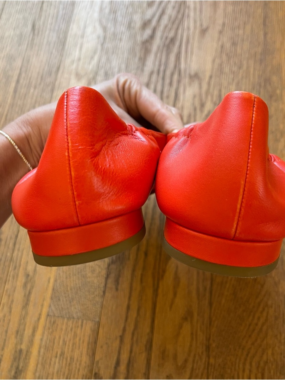 Eileen Fisher Selle Nappa Leather Ballet Flat Red Poppy Size 11 - Picture 3 of 7